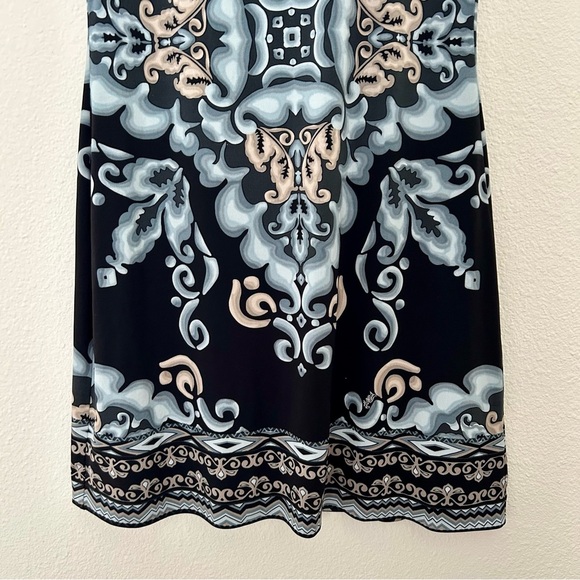 Hale Bob Emery Dress A-Line Sleeveless Stretch Blue Black White Gray Size Small - Picture 5 of 16